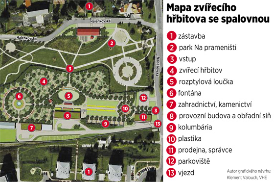 Mapa zvecho hbitova se spalovnou