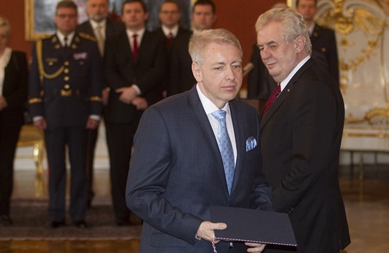 Milan Chovanec pi jmenování ministrem vnitra na Praském hrad.