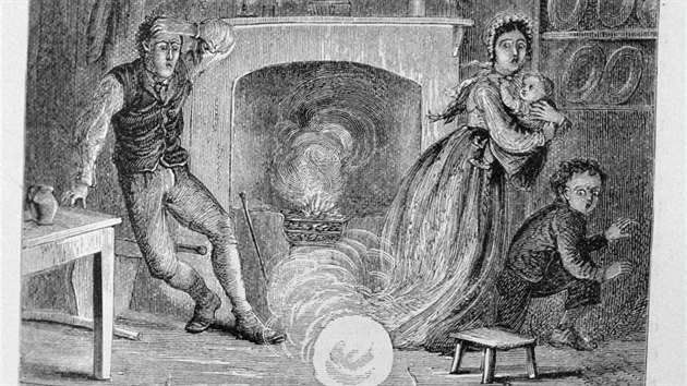 Kulový blesk na ilustraci z roku 1886