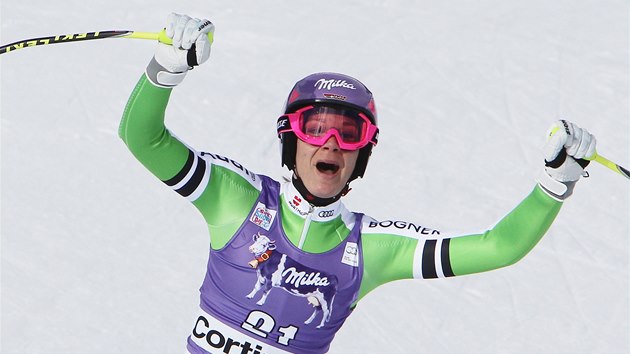 Maria Hflov-Rieschov v superobm slalomu v Cortin d'Ampezzo. 