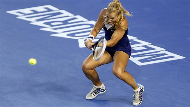 Slovensk tenistka Dominika Cibulkov ve finlovm duelu Australian Open s ankou Li Na.