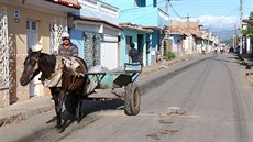"Historická" doprava na Kub. Bez koní a krav se tu stále neobejdou.