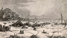 Zamrzlá eka Teme v Londýn v únoru 1814