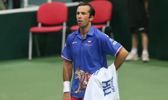 NEDAÍ SE. Radek tpánek v utkání Davis Cupu proti Nizozemsku. 