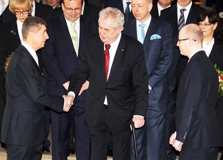 Andrej Babi a Milo Zeman pi jmenování vlády (29. ledna 2014)