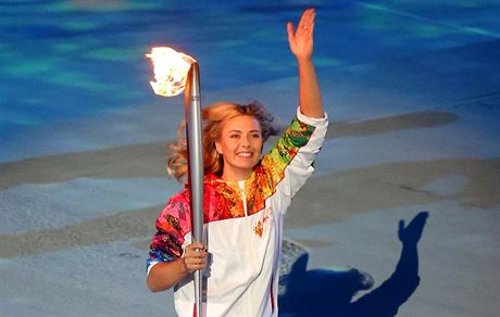 Rusk tenistka Maria arapovov vbh s hoc pochodn na olympijsk stadion v...