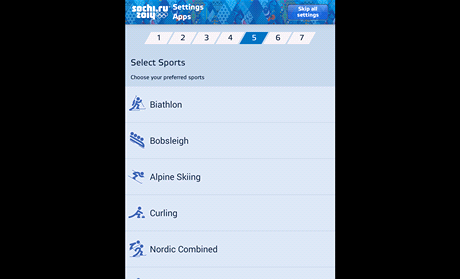 Mobiln aplikace Sochi 2014 Results