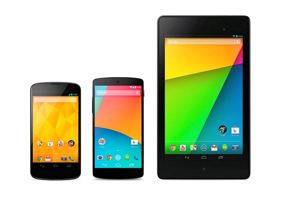 Nexus 4, 5 a 7 (2013) pi vzájemném porovnání.