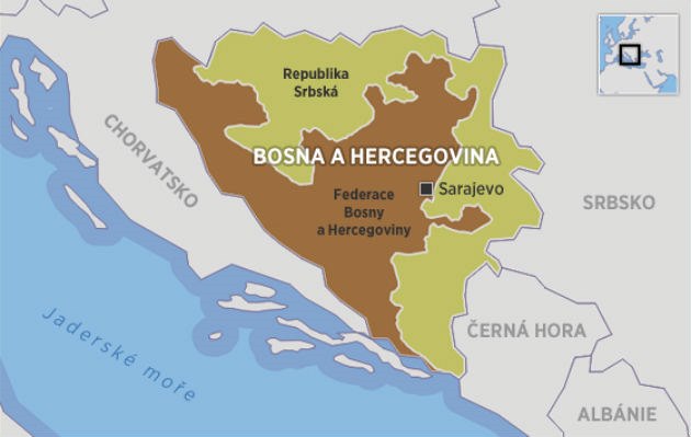 Mapa Bosny a Hercegoviny
