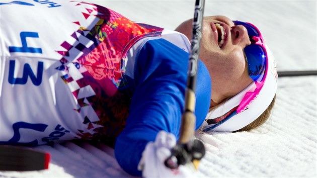 esk skiatlonistka Petra Novkov skonila v zvodu na 15 kilometr tictest. (8. nora 2014)