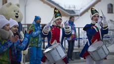 Slavnostní vítání eské výpravy v horské olympijské vesnici Mountain Village v