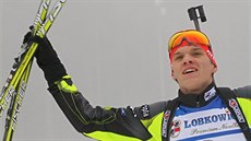 Adam Václavík slaví juniorský bronz ve stíhacím závodě na ME v Novém Městě. Adam Václavík slaví juniorský bronz ve stíhacím závodě na ME v Novém Městě.