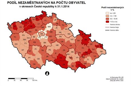 Nezamstnanost v R v lednu 2014.