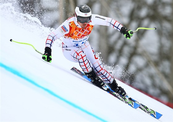 eský lya Ondej Bank pi tréninku sjezdu pro olympijskou superkombinaci....