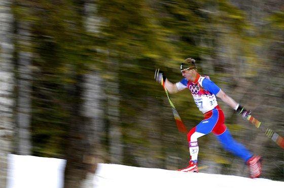 eský bec na lyích Luká Bauer v závodu na 15 kilometr klasicky. (14. února...