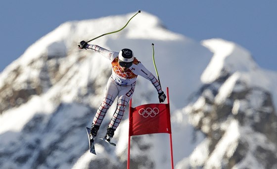 NA KAVKAZSKÝCH SVAZÍCH. Ondej Bank pi tréninku na sjezd ped olympijskou