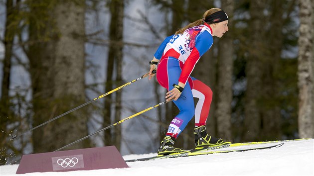 esk bkyn na lych Karolna Grohov pi kvalifikanm sprintovm zvodu v olympijskm stedisku Laura Cross Country. (11. nora 2014)