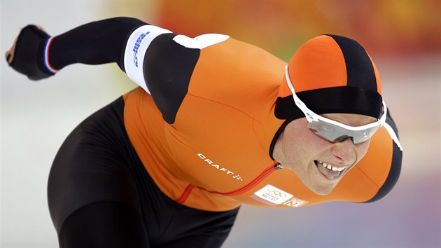 Nizozemsk rychlobrusla Koen Verweij pi zvodu na 1000 metr. (12. nora 2014)