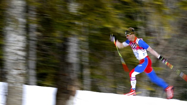 esk bec na lych Luk Bauer v zvodu na 15 kilometr klasicky. (14. nora 2014)