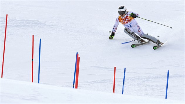 esk lya Ondej Bank pi slalomov sti olympijsk superkombinace. (14....