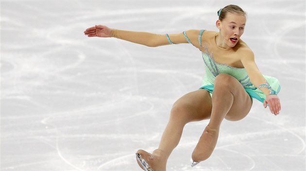 esk krasobruslaka Elizaveta Ukolov v olympijskm krtkm programu. (19. nora 2014)