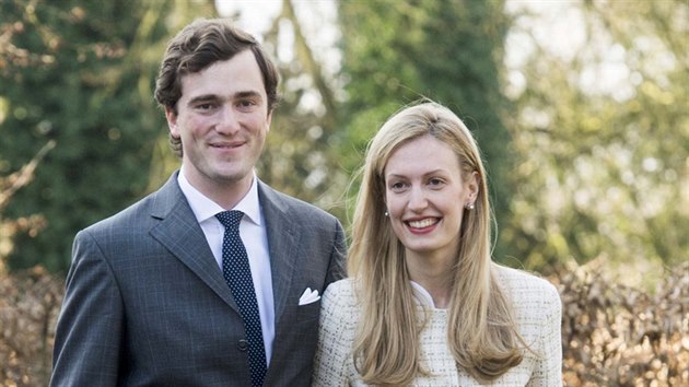 Belgick princ Amedeo a jeho snoubenka Elisabetta Rosboch von Wolkenstein (16. nora 2014)
