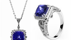 perky z bílého zlata s tanzanitem a diamanty, kolekce Blue Star, D.I.C.