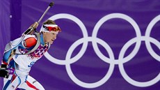 Český biatlonista Ondřej Moravec ve stíhacím závodu na 12,5 kilometru. (10.... Český biatlonista Ondřej Moravec ve stíhacím závodu na 12,5 kilometru. (10....
