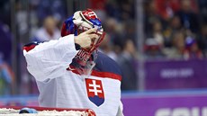 Slovenský gólman Jaroslav Halák práv inkasoval tetí gól v úvodním duelu se...