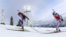 eská biatlonistka Veronika Vítková pi olympijském závodu ve smíené tafet....