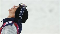 Americký lyžař David Wise se raduje, byl nejlepší v olympijské U-rampě. Americký lyžař David Wise se raduje, byl nejlepší v olympijské U-rampě.