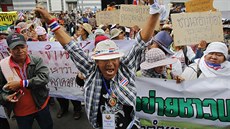 Thajtí farmái protestují proti vlád Jinglak inavatrové (Bangkok, 17. února...