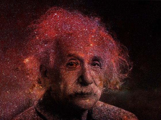 Albert Einstein ml hlavu plnou vesmíru. Ilustraní snímek.