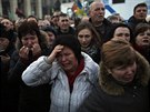 Poheb protivládního demonstranta v Kyjev (21. únpra 2014)