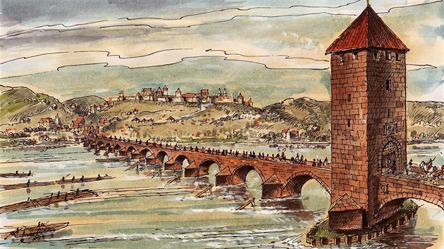 Juditin most. Prvn kamenn most v Praze nechal vybudovat krl Vladislav II. Dokonen byl v roce 1172. Zniila ho povode 3. nora 1342