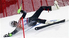 Mexický lya Hubertus Von Hohenlohe spadl v prvním kole olympijského slalomu....
