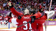 Kanadští hokejisté oslavují zisk zlaté olympijské medaile. Ve finálovém utkání... Kanadští hokejisté oslavují zisk zlaté olympijské medaile. Ve finálovém utkání...