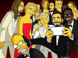 Autor serilu Simpsonovi Matt Groening a jeho verze selfie fotky z Oscar 2014