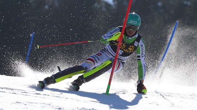Felix Neureuther na trati slalomu v Kranjske Goe.