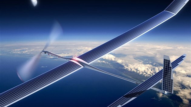 Dron Solara 50 od spolenosti Titan Aerospace zskv energii ze solrnch panel.