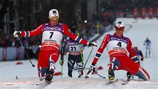 TAKHLE TĚSNÉ TO BYLO. Zvítězil Ola Vigen Hattestad (vpravo). O pouhých sedm TAKHLE TĚSNÉ TO BYLO. Zvítězil Ola Vigen Hattestad (vpravo). O pouhých sedm