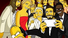 Autor seriálu Simpsonovi Matt Groening a jeho verze selfie fotky z Oscar 2014