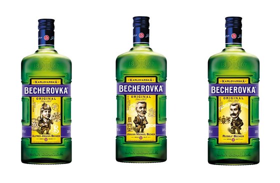 Becherovka pipravila novou edici lahví, na nich jsou vyobrazeni dalí lenové