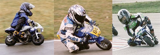 Mladí minibikei (zleva) Karel Abraham (rok 2002), Jakub Kornfeil a Karel...