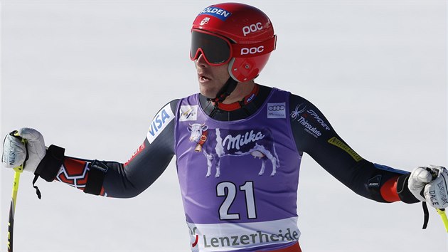 Bode Miller v cli super-G ve vcarskm Lenzerheide