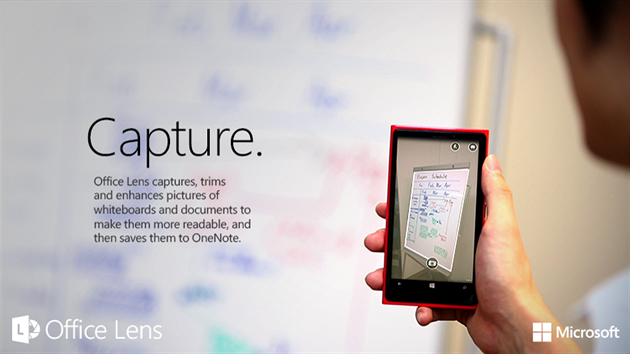 Office Lens vytvo z fotoapartu ve Windows Phone telefonu skener