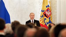 Vladimir Putin hovoří k ruským zákonodárcům (18. března 2014) Vladimir Putin hovoří k ruským zákonodárcům (18. března 2014)