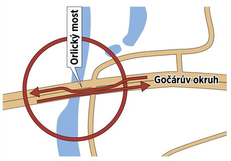 Dopravn omezen kvli rekonstrukci Orlickho mostu u Vesportovnho stadionu v...
