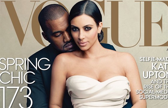 Kim Kardashianová a Kanye West na titulce asopisu Vogue.