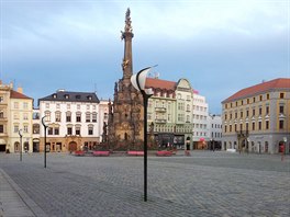 Vizualizace podoby Hornho nmst v Olomouci s variantou lamp lidov zvanou...